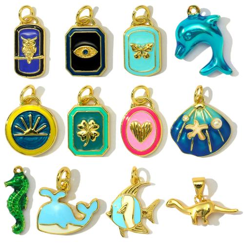 Cubique Pendentif en laiton zircon pavent, avec Plastique ABS perle, Placage, Glaçure en porcelaine & DIY & pavé de micro zircon & émail, plus de couleurs à choisir Vendu par sac
