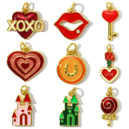 Cubique Pendentif en laiton zircon pavent, Placage, DIY & pavé de micro zircon & émail, plus de couleurs à choisir Vendu par sac