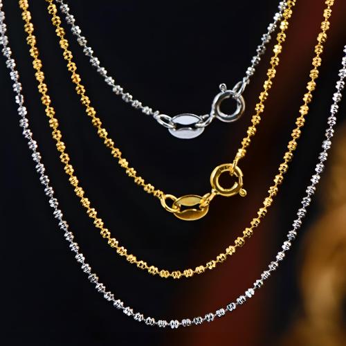 Collier en argent sterling chaîne, Argent sterling 925, Coupe de fleurs & normes différentes pour le choix & chaîne à billes, plus de couleurs à choisir, Vendu par PC[