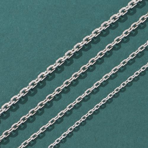 Collier en argent sterling chaîne, Argent sterling 925, Chaîne transversale & Coupe de fleurs & normes différentes pour le choix, argent, Vendu par PC[