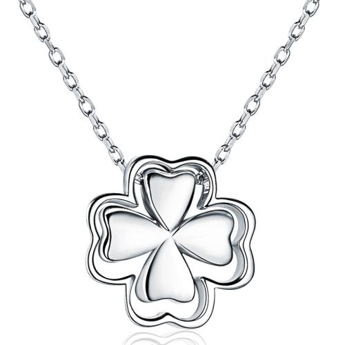 Argent sterling 925 collier, Trèfle à quatre feuilles, bijoux de mode & pour femme Environ 16-20 pouce, Vendu par PC