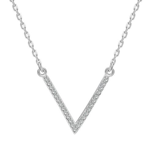 Argent sterling 925 collier, Lettre V, pour femme & avec strass Environ 16-20 pouce, Vendu par PC