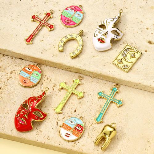 Titanium Steel Pendants, plated, DIY & enamel & with rhinestone 