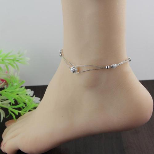 Argent sterling 925 bracelet de cheville, Double couche & pour femme Environ 8-10 pouce, Vendu par PC