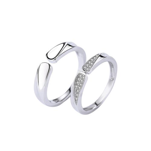 Argent sterling 925 Couple Anneau, réglable & styles différents pour le choix & pour le couple & avec strass, Vendu par PC[
