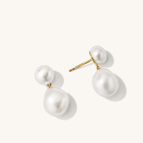 pendiente con colgante de perla de agua dulce, Perlas cultivadas de agua dulce, con metal, Patata, chapado en color dorado, Joyería, más colores para la opción, 130x80x90mm, Vendido por Par