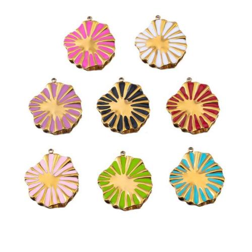 エナメル質のステンレス　ペンダント, 304ステンレススチール, 花形, ゴールドメッキ, DIY, 無色, 2パソコン/バッグ, 売り手 バッグ