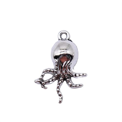 Zinc Alloy Animal Pendants, Octopus, antique silver color plated, DIY 