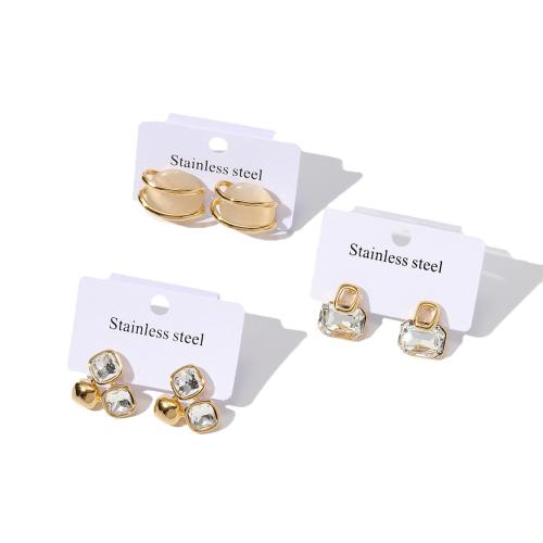 Boucle en acier inoxydable, Acier inoxydable 304, avec Des billes de verre & Oeil de chat, Placage, bijoux de mode, plus de couleurs à choisir, Vendu par PC