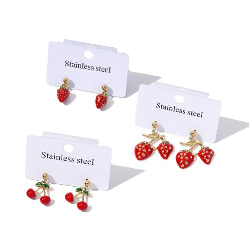 Titanium Steel Earrings, plated, fashion jewelry & enamel 