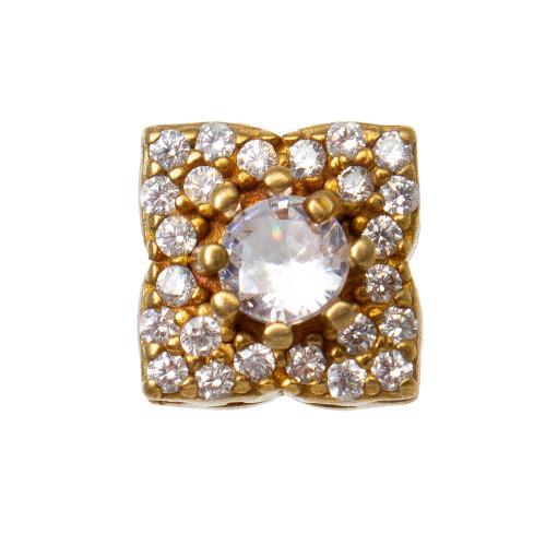 Rhinestone Brass Beads, plated, DIY & with rhinestone, golden 