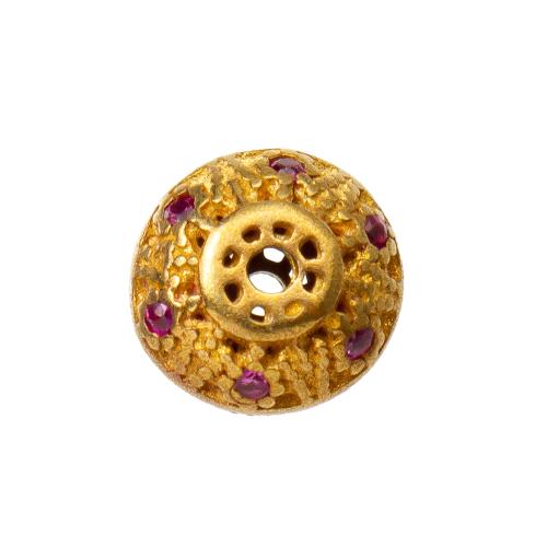 Rhinestone Brass Beads, Potato, plated, DIY & with rhinestone, golden 