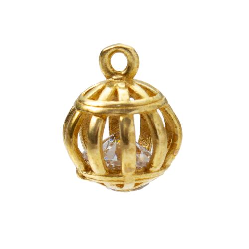 Strass Messing Anhänger, Laterne, plattiert, DIY & mit Strass, goldfarben, 9.8x9.8x12.2mm, verkauft von PC