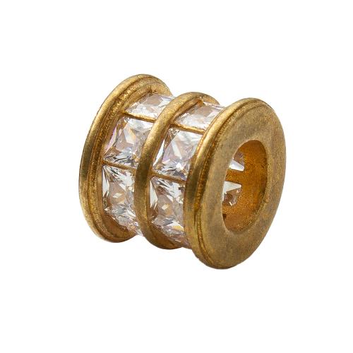 Rhinestone Brass Beads, plated, DIY & with rhinestone, golden 