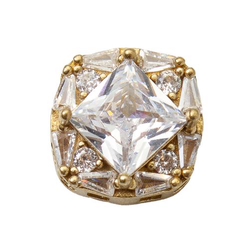 Rhinestone Brass Beads, plated, DIY & with rhinestone, golden Inner Approx 1.2mm 