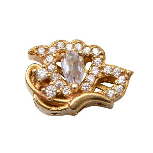 Rhinestone Brass Beads, plated, DIY & with rhinestone, golden 