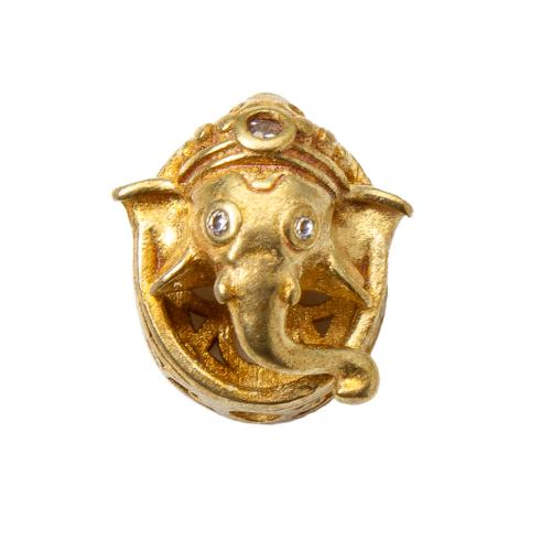 Rhinestone Brass Beads, Elephant, plated, DIY & with rhinestone, golden 