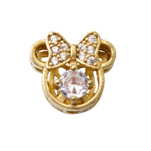 Rhinestone Brass Beads, plated, DIY & with rhinestone, golden 