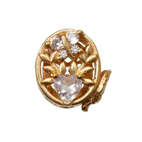 Rhinestone Brass Beads, plated, DIY & with rhinestone, golden 