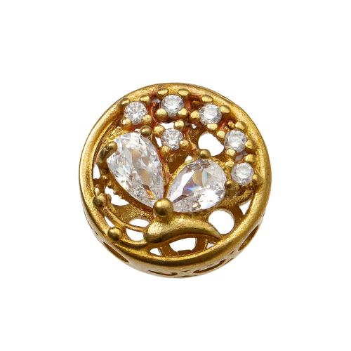 Rhinestone Brass Beads, plated, DIY & with rhinestone, golden 