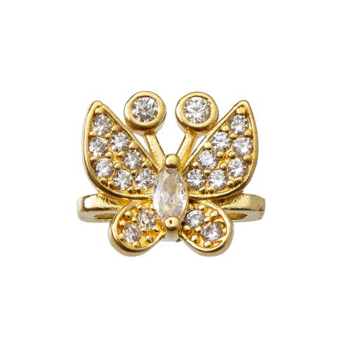 Strass Messing Anhänger, Schmetterling, plattiert, DIY & mit Strass & Doppelloch, goldfarben, 11.3x5.35x10mm, verkauft von PC