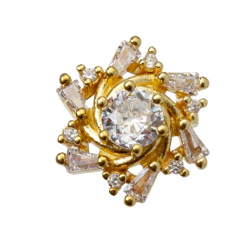 Rhinestone Brass Beads, Flower, plated, DIY & with rhinestone, golden Inner Approx 1.2mm 