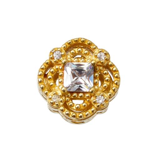 Rhinestone Brass Beads, plated, DIY & with rhinestone, golden Inner Approx 1.2mm 