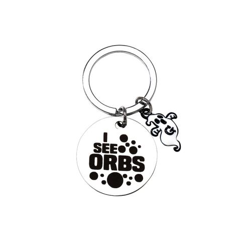 304 Stainless Steel Key Clasp, Flat Round, Halloween Design & Unisex & with letter pattern, original color 