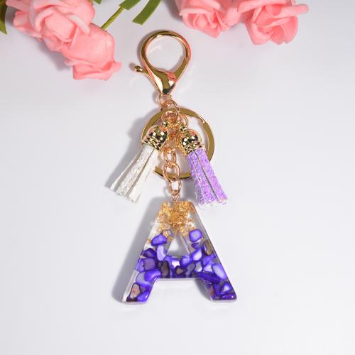 résine fermoir à clé, avec alliage de zinc, Lettre d’alphabet, goutté d'époxy, unisexe & styles différents pour le choix, violet, Vendu par PC