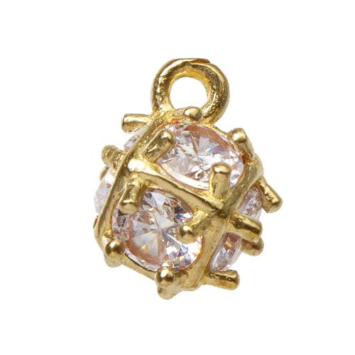 Strass Messing Anhänger, plattiert, DIY & mit Strass, goldfarben, 8.9x8.8x11.1mm, verkauft von PC