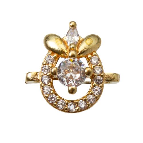 Strass Messing Anhänger, plattiert, DIY & mit Strass & Doppelloch, goldfarben, 11.06x6.4x10.6mm, verkauft von PC