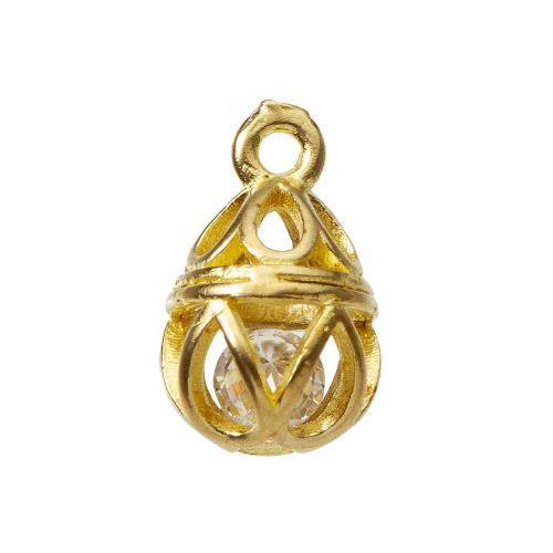 Strass Messing Anhänger, plattiert, DIY & mit Strass, goldfarben, 7.9x7.6x12.7mm, verkauft von PC