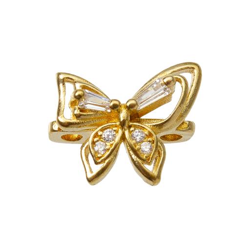Strass Messing Anhänger, Schmetterling, plattiert, DIY & mit Strass & Doppelloch, goldfarben, 11.1x6.7x9.8mm, verkauft von PC