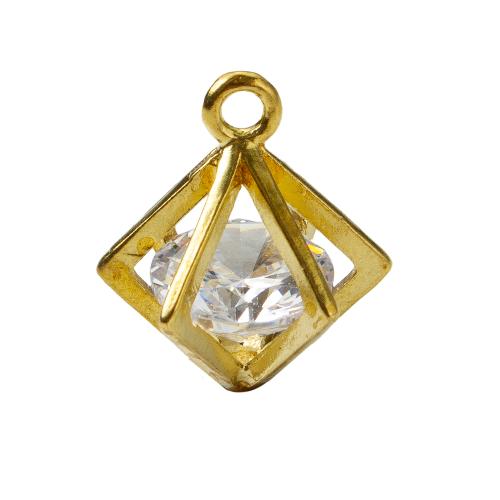 Strass Messing Anhänger, plattiert, DIY & mit Strass, goldfarben, 12.88x11.36x15mm, verkauft von PC