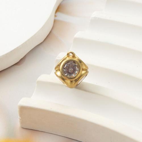 Strass Messing Anhänger, rund, plattiert, DIY & mit Strass, goldfarben, 10.8x10.6x12.1mm, verkauft von PC