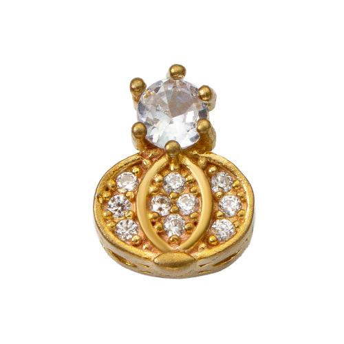 Brass Beads, plated, DIY & with rhinestone, golden Inner Approx 1.2mm 