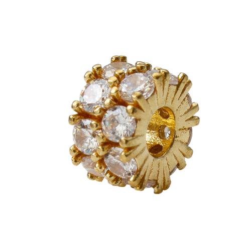 Brass Beads, plated, DIY & with rhinestone, golden Inner Approx 1.2mm 