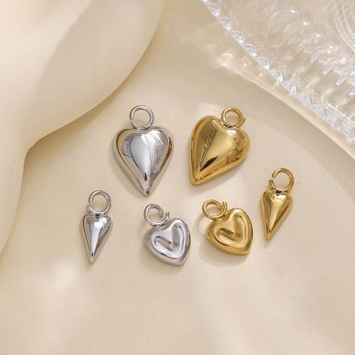 pendentifs de cœur en inox , Acier inoxydable 304, coeur, Placage, DIY, plus de couleurs à choisir Vendu par sac