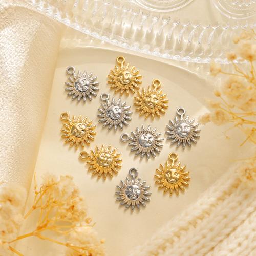 Pendentifs en acier inoxydable, Acier inoxydable 304, soleil, Placage, DIY, plus de couleurs à choisir Vendu par sac