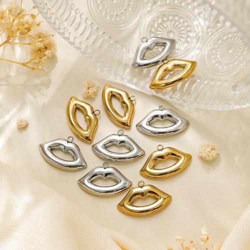 Stainless Steel Pendants, 304 Stainless Steel, Lip, plated, DIY 