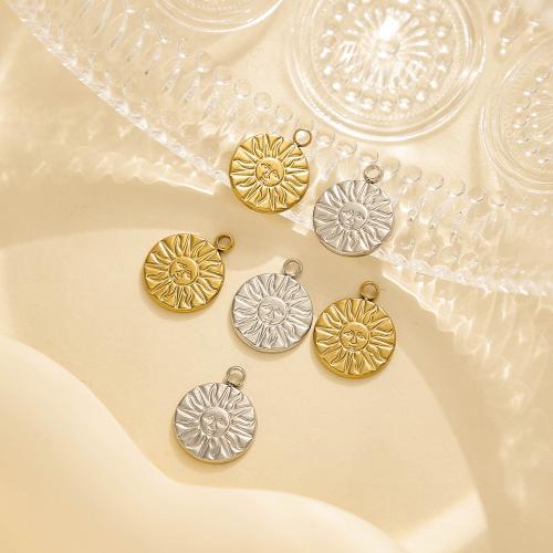 Stainless Steel Pendants, 304 Stainless Steel, Round, plated, DIY 