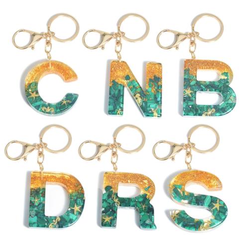 Resin Key Chain, with Zinc Alloy, Alphabet Letter, epoxy gel & for woman, 115mm 