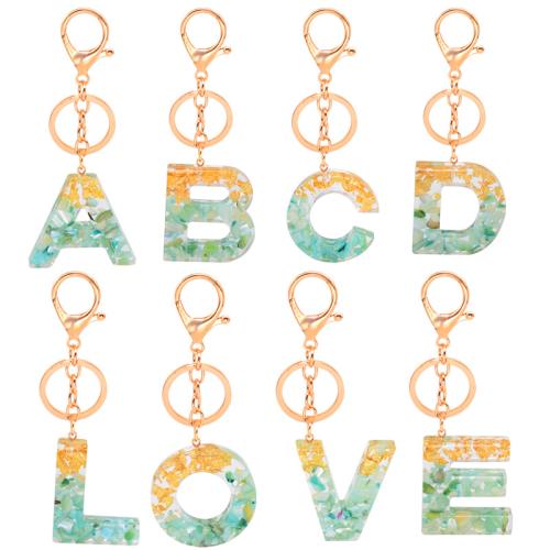 Resin Key Clasp, with Zinc Alloy, Alphabet Letter, epoxy gel & for woman 