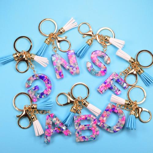 Resin Key Clasp, with Zinc Alloy & Acrylic, Alphabet Letter, epoxy gel & for woman 