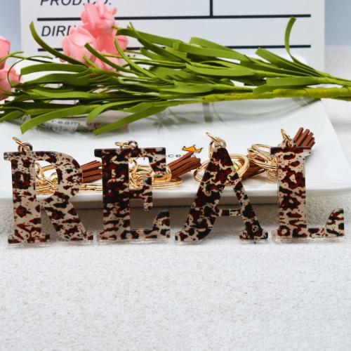 Resin Key Clasp, with Zinc Alloy, Alphabet Letter, epoxy gel, Unisex coffee color 