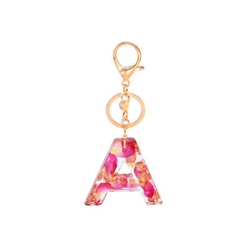 Resin Key Clasp, with Zinc Alloy, Alphabet Letter, epoxy gel, Unisex 