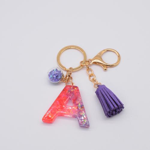 Resin Key Clasp, with Zinc Alloy, Alphabet Letter, epoxy gel & for woman, 115mm 