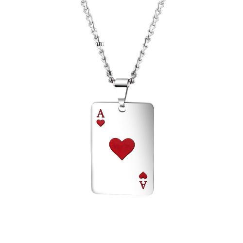 Titanium Steel Pendant, Poker & enamel 