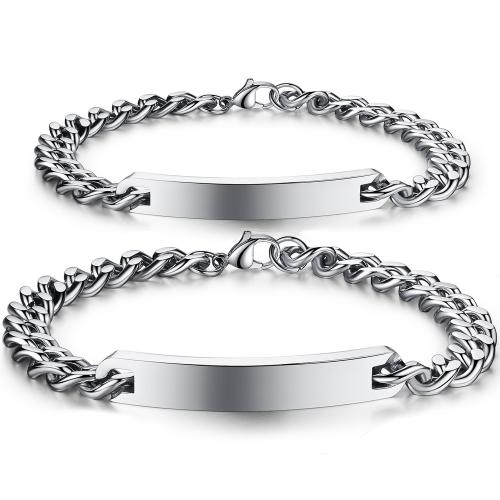 Titanium Steel Couple Bracelet, plated & for couple 
