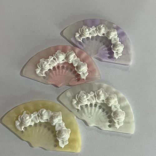 résine Accessoires cheveux DIY de, éventail, Gaufré, Couleur aléatoire Vendu par PC